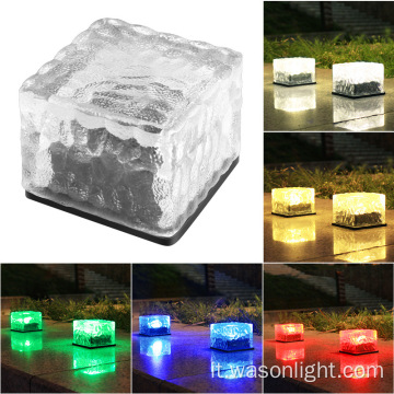 Wason Outdoor Garden Solar Glass Brick Light Imploraproof LED Solar Ice Pavimento Solar piastrella sepolta di ghiaccio rocce di cubetti giardino luce da giardino